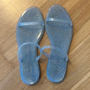 Stuart Weitzman Sawyer Jelly Slides Silver 8.5